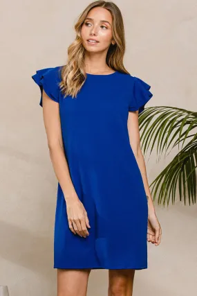 Royal Ruffle Sleeves Solid Tunic Dress