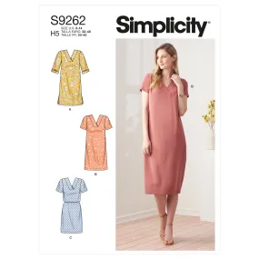 Simplicity Pattern 9262 Misses' V-neckline Shift Dresses