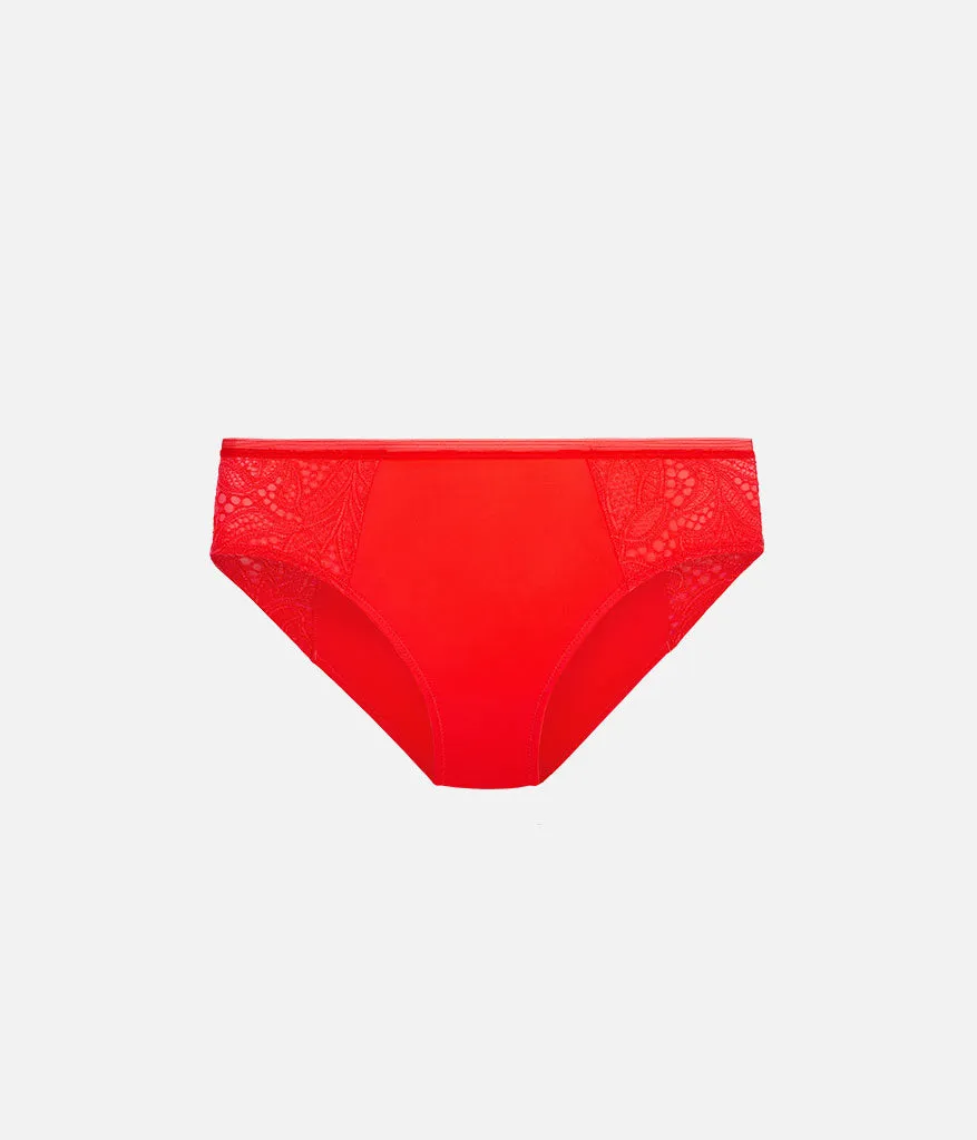 The Lace High Waist Bikini: Tomato Red