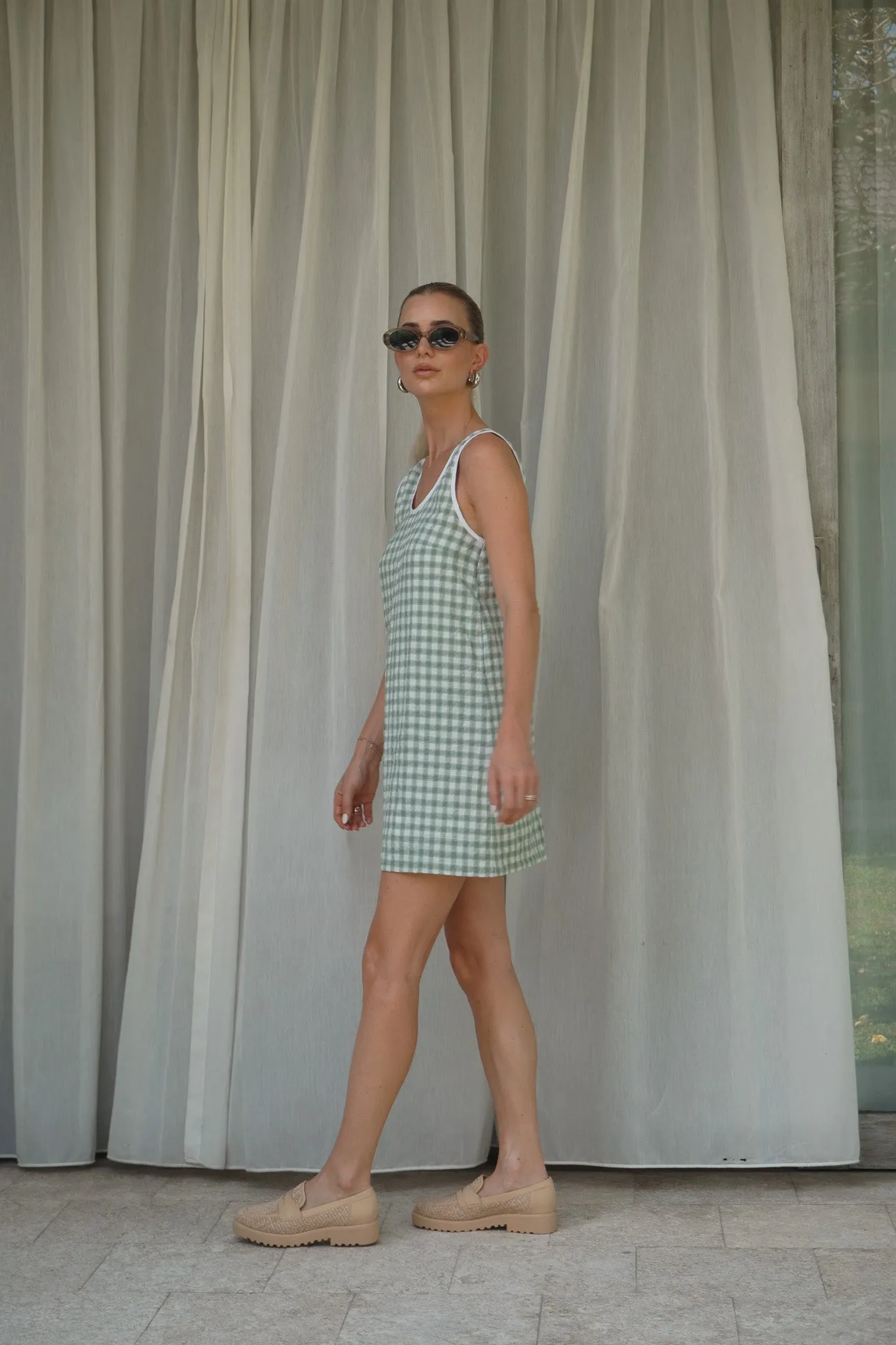 Twiggy Shift Dress in Gingham