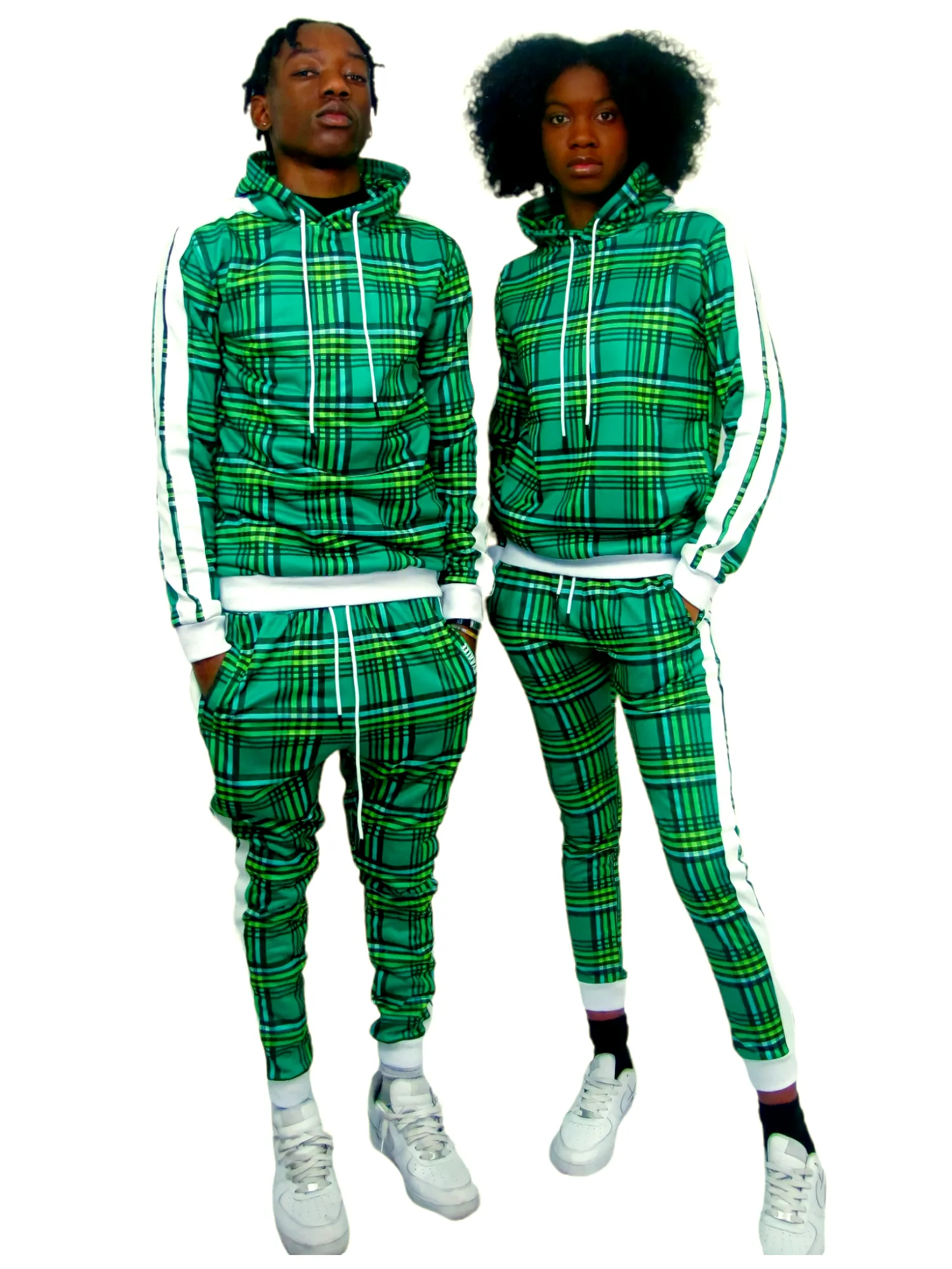 Unisex Slim-Fit Green Stripe Tracksuit Set – Stylish & Comfortable Two-Piece Outfit for Every Occasion