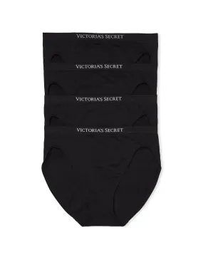 Victoria's Secret Seamless Brief Panty Pack, High Leg Cut, Underwear for Women, 4 Pack, Black (S)