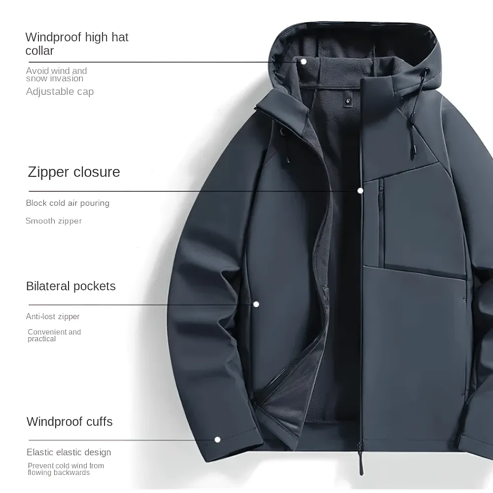 Waterproof Windbreaker Jacket with Fleece Lining - SF2288