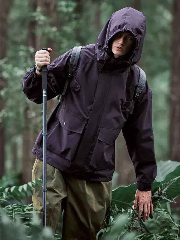 Wind and Waterproof Jacket (with mini compass on zip) in Purple Color