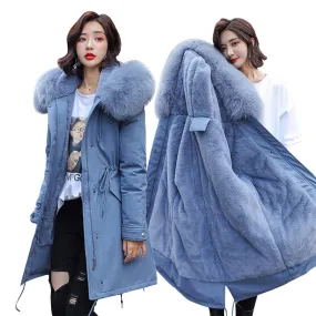 winter -30 degree women fur collar  warm snow coat jacket