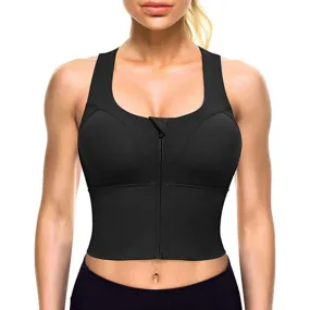 Women Zip Front Longline Sports Bra