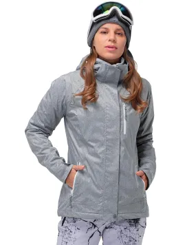 Women’s 3 in 1 Hooded Waterproof Coat Winter Ski Hiking Rain Jacket Softshell Fleece Lined Raincoat Windbreaker