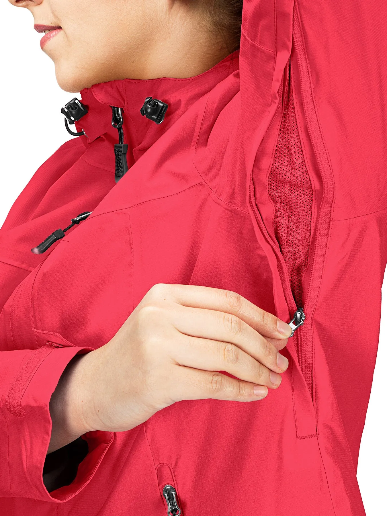 Women's Packable Rain Jacket with 4 Pockets: 1.10 lbs 10000mm W/P index 10000 Level Breathable