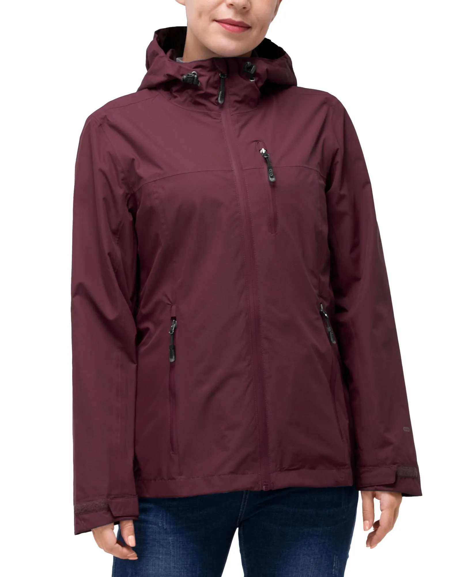 Women's Packable Rain Jacket with 4 Pockets: 1.10 lbs 10000mm W/P index 10000 Level Breathable