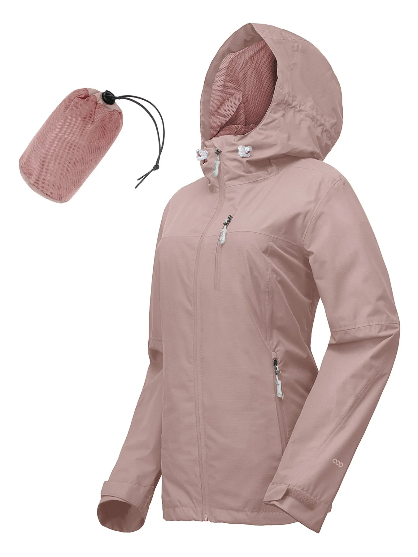 Women's Packable Rain Jacket with 4 Pockets: 1.10 lbs 10000mm W/P index 10000 Level Breathable